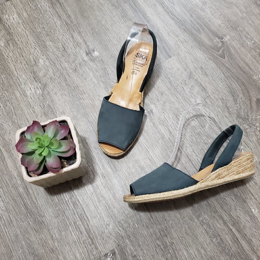 SKA Avarca Sandals Espadrille Sling Back Wedge 39